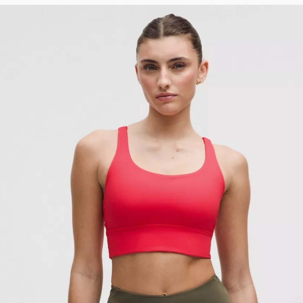 Lululemon EUC Red ENERGY sports Bra Long Line Sz 10 B/C Med Suppport